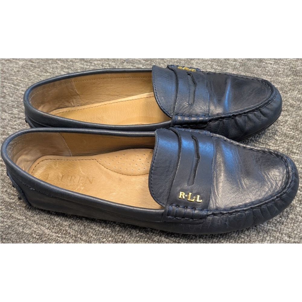 Lauren Ralph Lauren Women's Size 9B Belen Loafers Navy Blue Leather